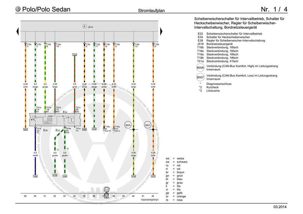 Polo (2010 - 2015) Polo A05 Stromlaufplan Grundausstattung, ab Juli 2011