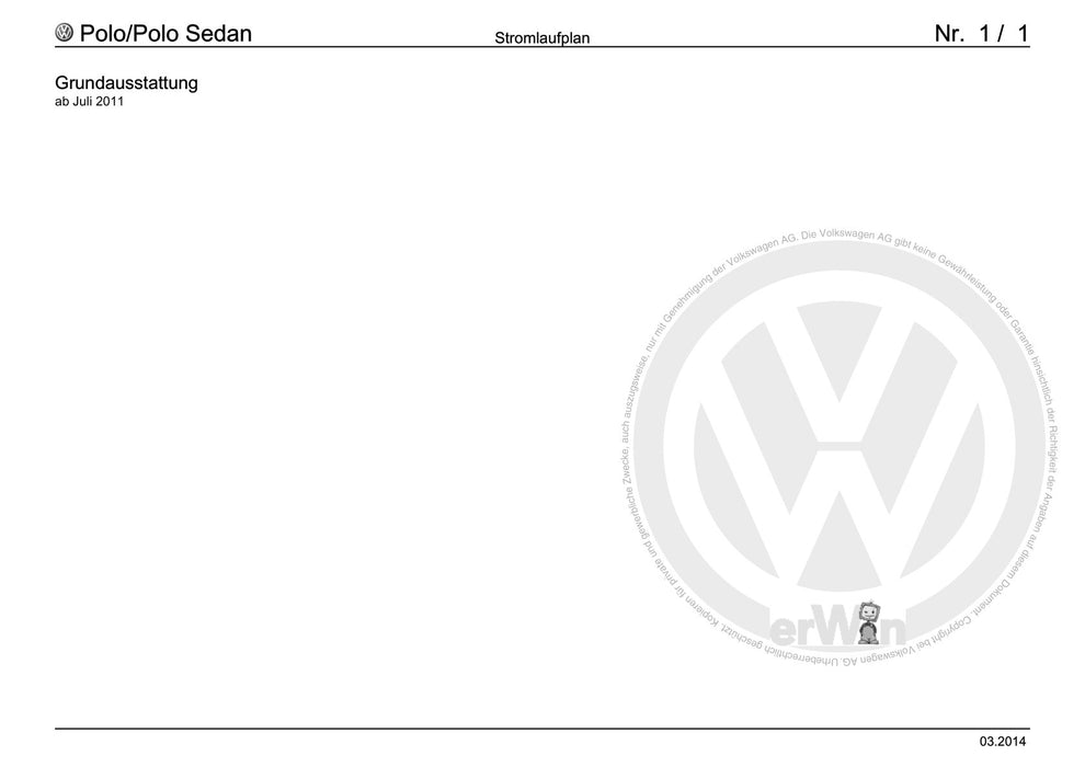 Polo (2010 - 2015) Polo A05 Stromlaufplan Grundausstattung, ab Juli 2011