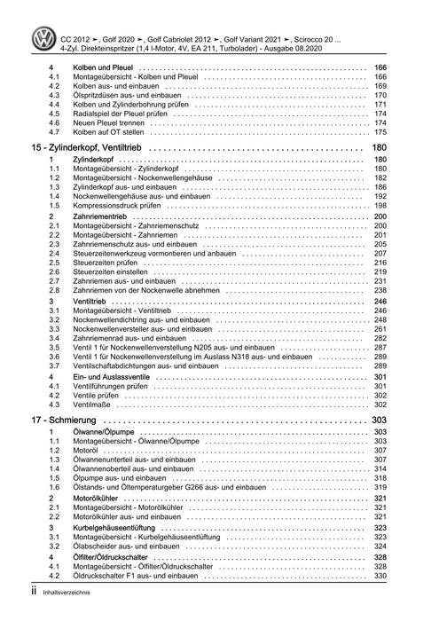 Passat CC (2009) Reparaturanleitung 4-Zyl. Direkteinspritzer (1,4 l-Motor, 4V, EA 211, Turbolader)