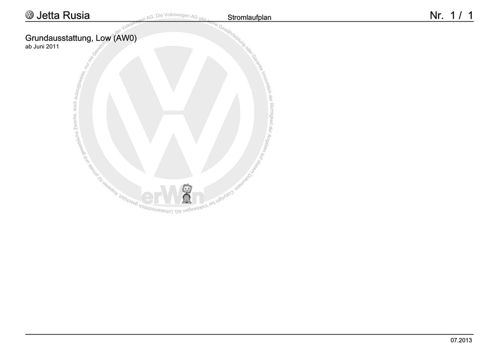 Jetta (2014+) Stromlaufplan Grundausstattung, Low (AW0), ab Juni 2011