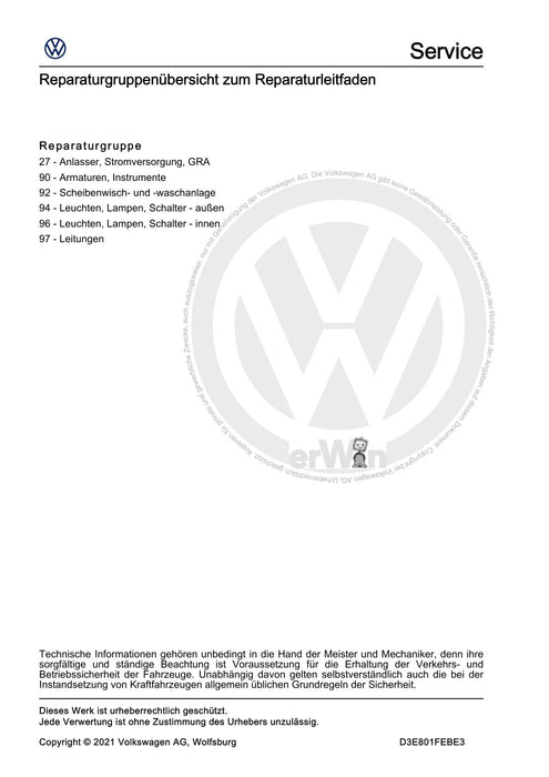 Golf V (2004 - 2007) Golf-Golf Variant-Golf Plus-Jetta Reparaturanleitung Elektrische Anlage