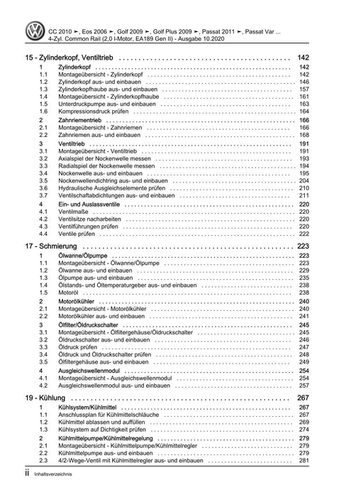 Passat (2011+) Passat-Passat Variant Reparaturanleitung 4-Zyl. Common Rail (2,0 l-Motor, EA189 Gen II)