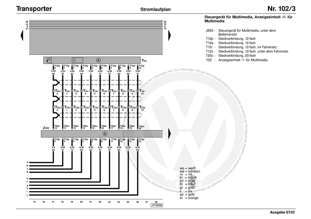 Transporter (1991 - 1996) Stromlaufplan Stromlaufpläne, Fehlersuche Elektrik, Einbauorte