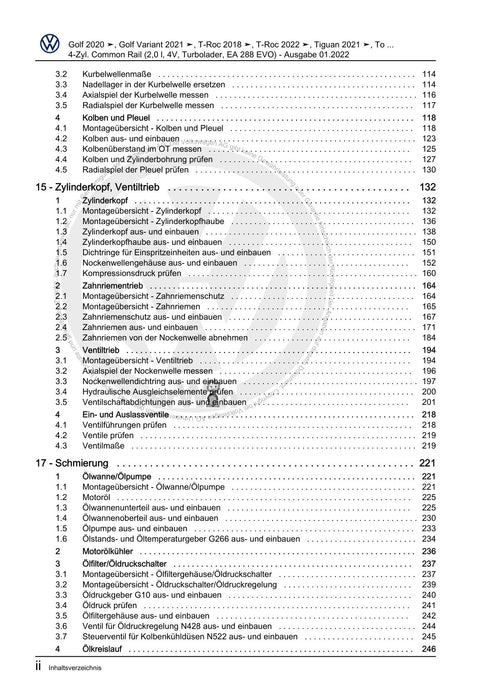 Golf VIII (2020+)+Golf-Variant-Sportsvan Reparaturanleitung 4-Zyl. Common Rail (2,0 l, 4V, Turbolader, EA 288 EVO)