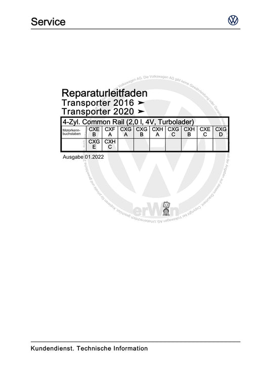 Transporter (2016+) Reparaturanleitung 4-Zyl. Common Rail (2,0 l, 4V, Turbolader)