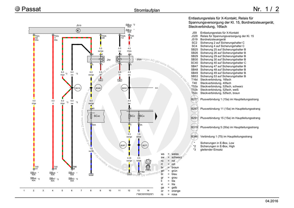 Passat (2011+) Passat-Passat Variant Stromlaufplan Grundausstattung, ab November 2010