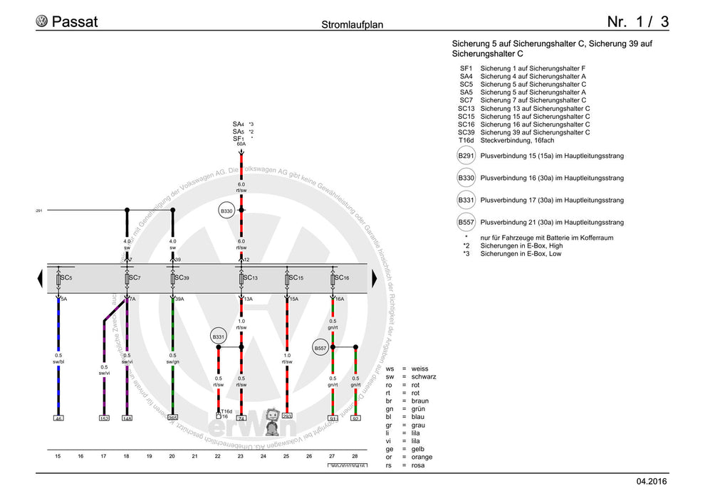 Passat (2011+) Passat-Passat Variant Stromlaufplan Grundausstattung, ab November 2010