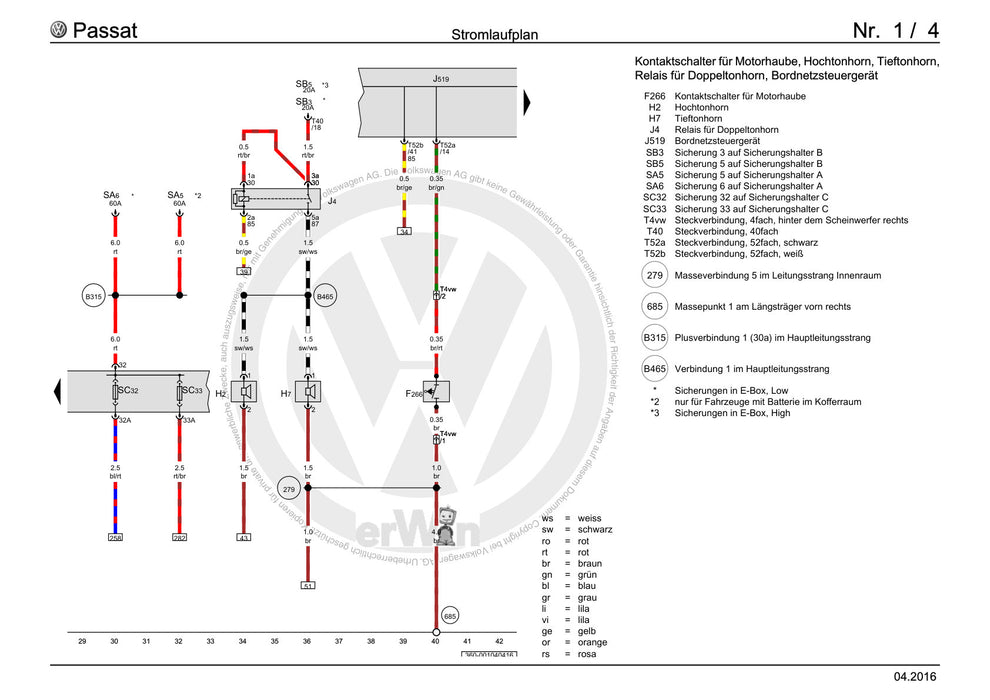 Passat (2011+) Passat-Passat Variant Stromlaufplan Grundausstattung, ab November 2010