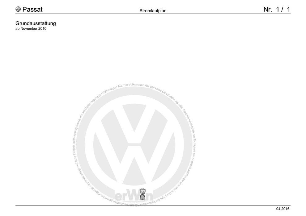 Passat (2011+) Passat-Passat Variant Stromlaufplan Grundausstattung, ab November 2010