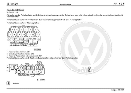 Passat (1997 - 2005) Passat-Passat Variant Stromlaufplan Grundausstattung, ab Oktober 1996