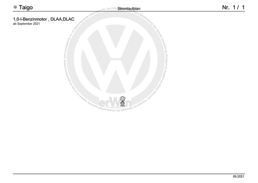 T-Cross (2019+) Stromlaufplan 1,0-l-Benzinmotor, DLAC, ab September 2021