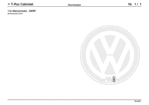 T-Roc (2018 - 2022) Stromlaufplan 1,0-l-Benzinmotor, DKRF, ab November 2019