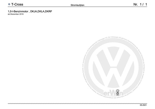 T-Cross (2019+) Stromlaufplan 1,0-l-Benzinmotor, DKRF, ab Dezember 2018