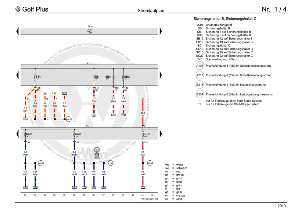 Golf VI (2009 - 2013) Golf-Plus-Cabriolet-Variant Stromlaufplan Grundausstattung, ab Februar 2009