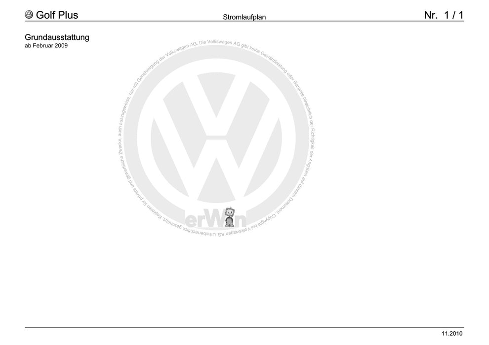 Golf VI (2009 - 2013) Golf-Plus-Cabriolet-Variant Stromlaufplan Grundausstattung, ab Februar 2009