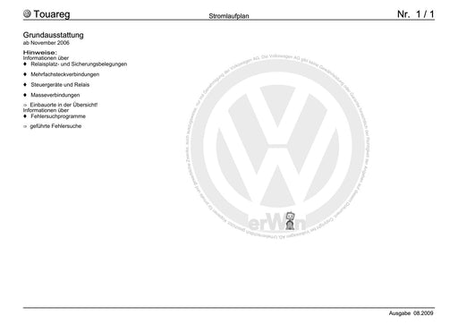 Touareg (2003 - 2017) Stromlaufplan Grundausstattung, ab November 2006
