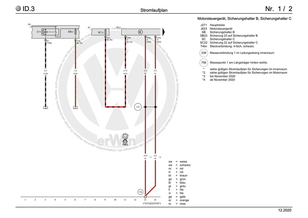 ID.3 (2020+) Stromlaufplan Elektrisches Antriebssystem, Motorsteuergerät, EBJD, ab März 2020