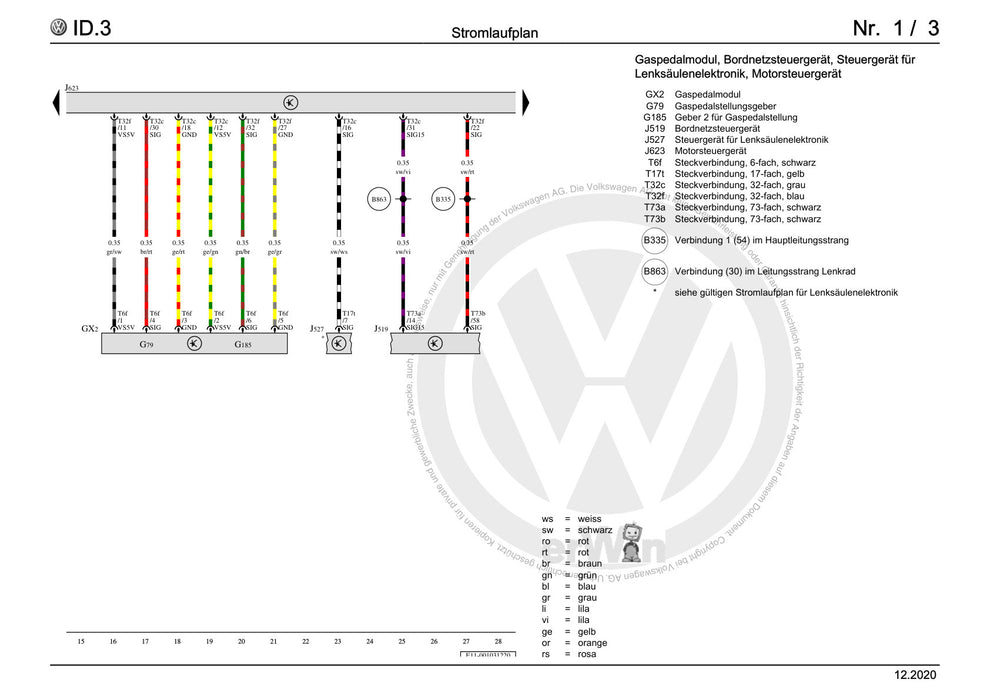 ID.3 (2020+) Stromlaufplan Elektrisches Antriebssystem, Motorsteuergerät, EBJD, ab März 2020