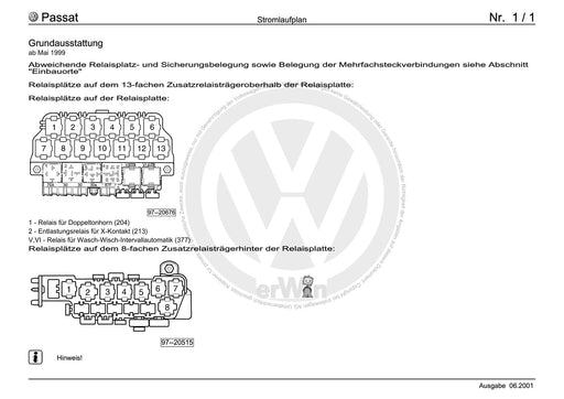Passat (1997 - 2005) Passat-Passat Variant Stromlaufplan Grundausstattung, ab Mai 1999