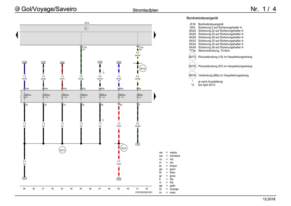 Gol+(1981+) Stromlaufplan Grundausstattung, ab Mai 2012