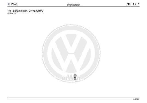 Polo 2022 Stromlaufplan 1,0-l-Benzinmotor, CHYC, ab Juni 2017