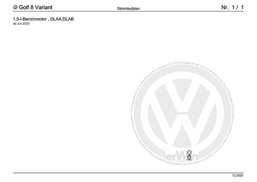 Golf VIII (2020+)+Golf-Variant-Sportsvan Stromlaufplan 1,0-l-Benzinmotor, DLAB, ab Juli 2020
