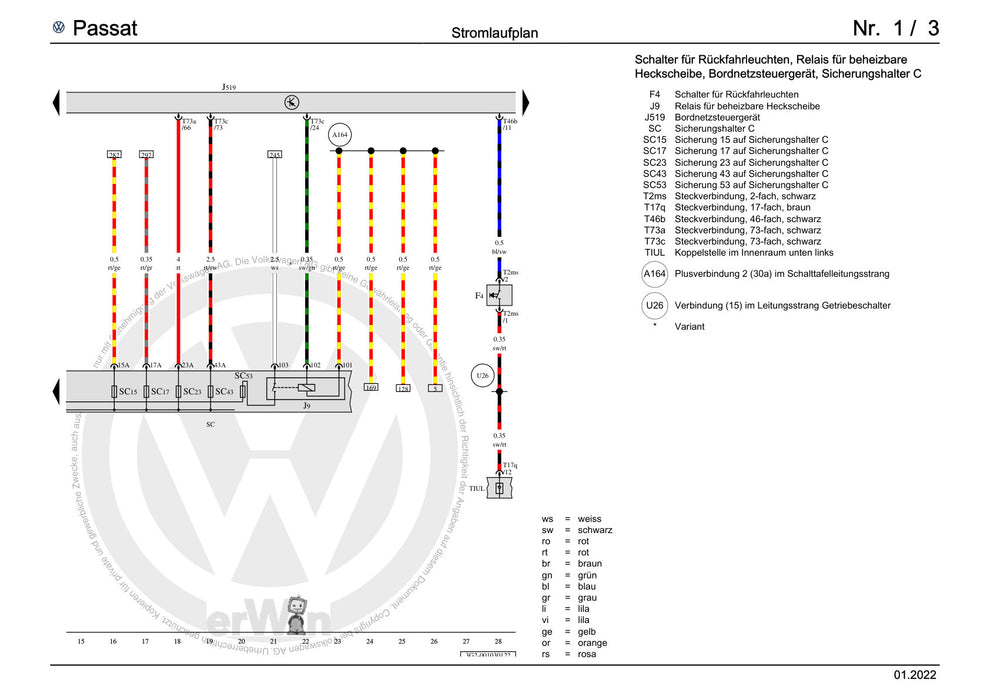 Passat (2011+) Passat-Passat Variant Stromlaufplan Grundausstattung, ab August 2014