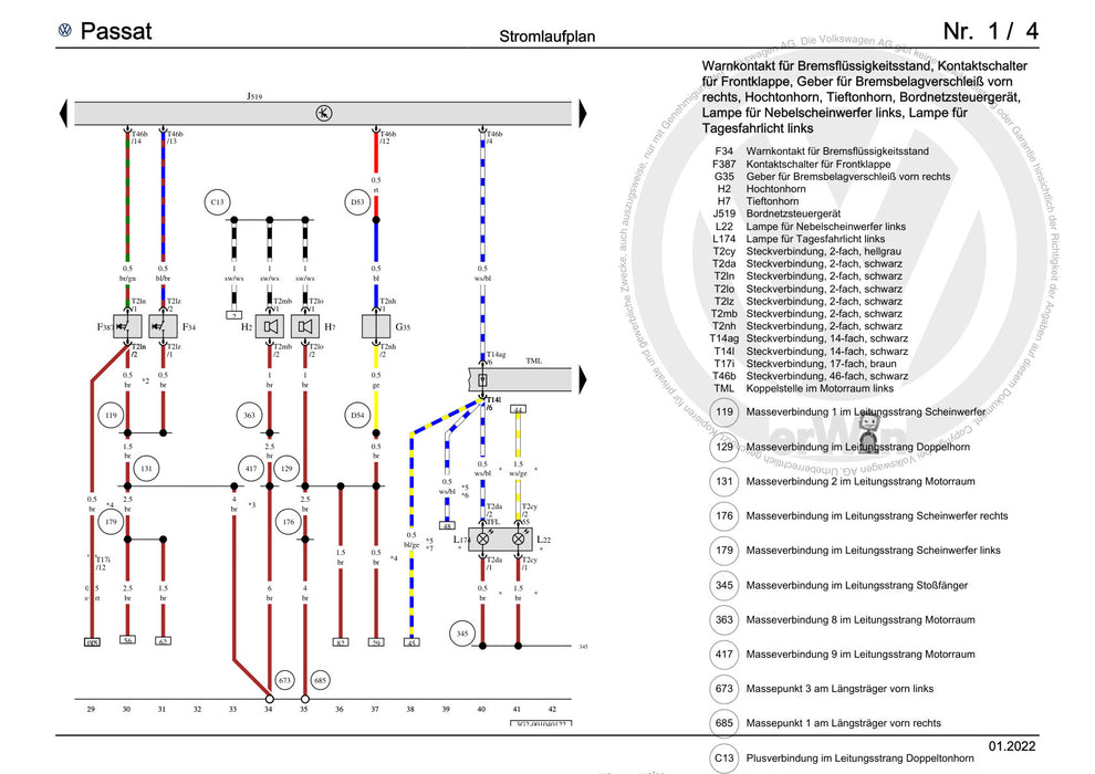 Passat (2011+) Passat-Passat Variant Stromlaufplan Grundausstattung, ab August 2014