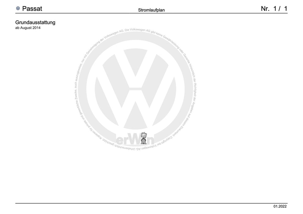 Passat (2011+) Passat-Passat Variant Stromlaufplan Grundausstattung, ab August 2014