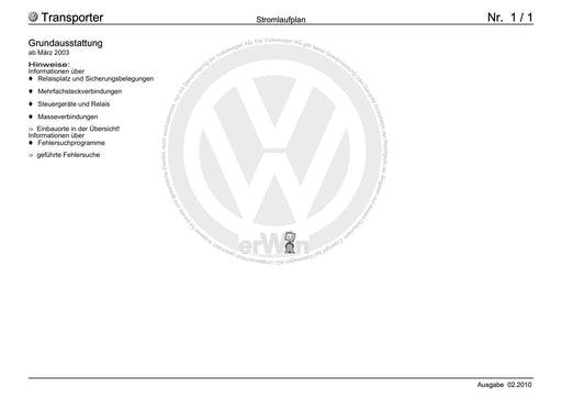 Transporter (2003 - 2007) Stromlaufplan Grundausstattung, ab März 2003